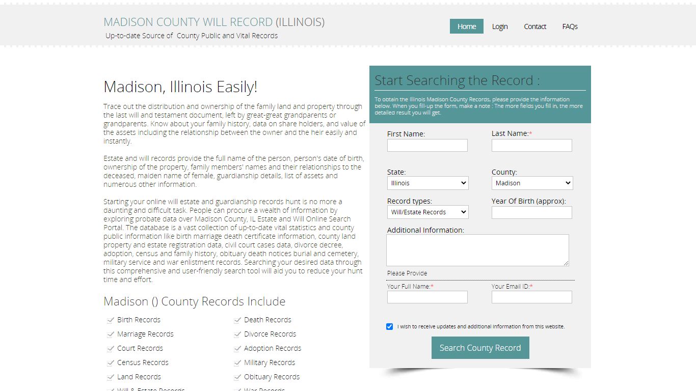 Madison County, Illinois Public Will & Estate Records Index