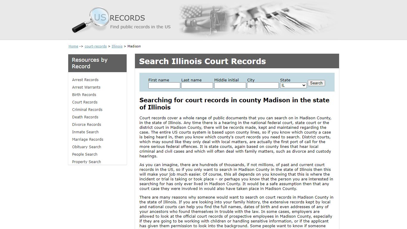 Search Court Records Madison Illinois | US Records